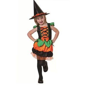Kids Halloween Witch Costume - Orange and Black